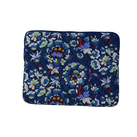 VERA BRADLEY Laptop Sleeve Case Factory Style FLORAL BURSTS Floral Blue NWT $59 - Picture 1 of 7